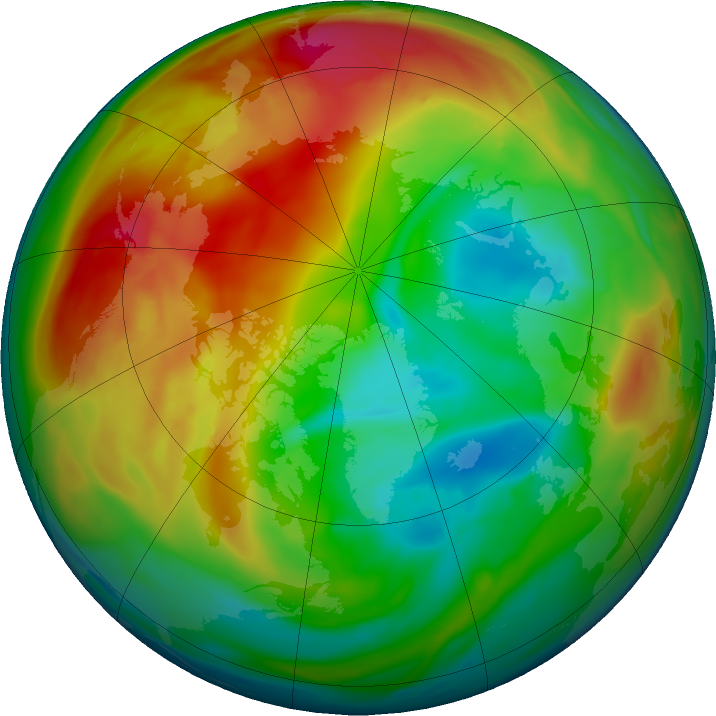 Arctic ozone map for 21 January 2018